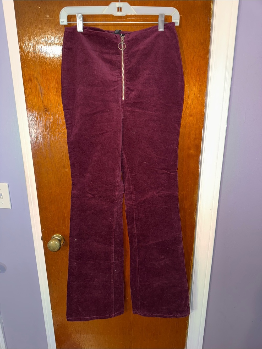 High-Rise Corduroy Flare Pants in Deep Plum